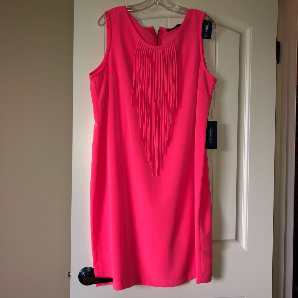 Cute Coral Dress with fringed front